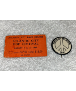 ATLANTIC CITY POP FESTIVAL 1969 TICKET PINBACK BUTTON PIN JANIS JOPLIN W... - £117.32 GBP