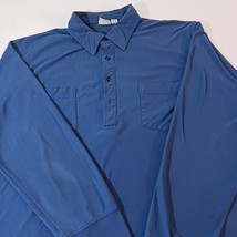 Haband Quarter Button Men's Blue Collar Shirt Long Sleeve Sz XL Made In Mongolia image 10