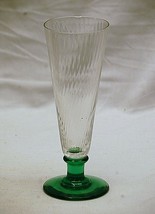 Old Vintage Elegant Clear Swirl Glass w Green Footed Base Unknown Maker MCM - $9.89