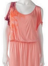 Mudd Juniors Peach Cold Shoulder Light Knit Beach Cover Dress - £10.22 GBP