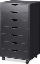 Black Devaise 7-Drawer Chest, Wood Storage Dresser Cabinet. - £112.72 GBP