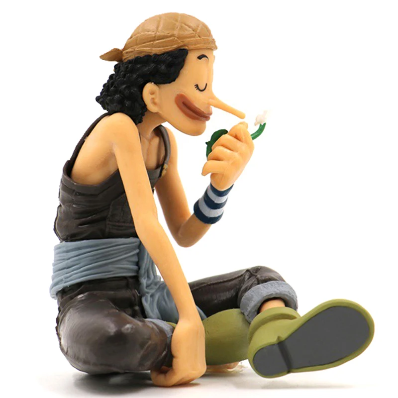 Usopp Smell Flowers Sitting Posture Action Figure Anime One Piece Model Dolls - £13.66 GBP