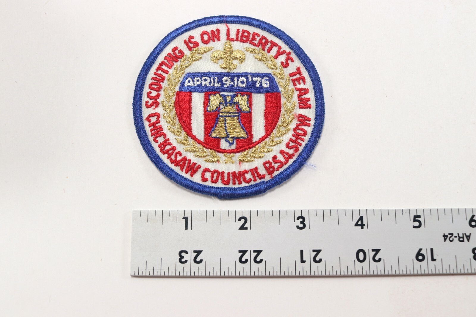 Vtg Red 1976 April 9-10th Show Chickasaw Council Boy Scouts of America BSA Patch Item image 4