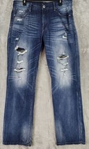 Express Blake Jeans Mens 34 x 34 Blue Denim Distressed Casual Loose Fit Pants - £39.21 GBP