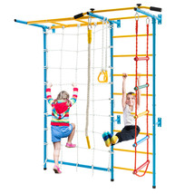 7 in 1 Kids Indoor Jungle Gym Steel Home Playground with Monkey Bars Yellow - £363.28 GBP