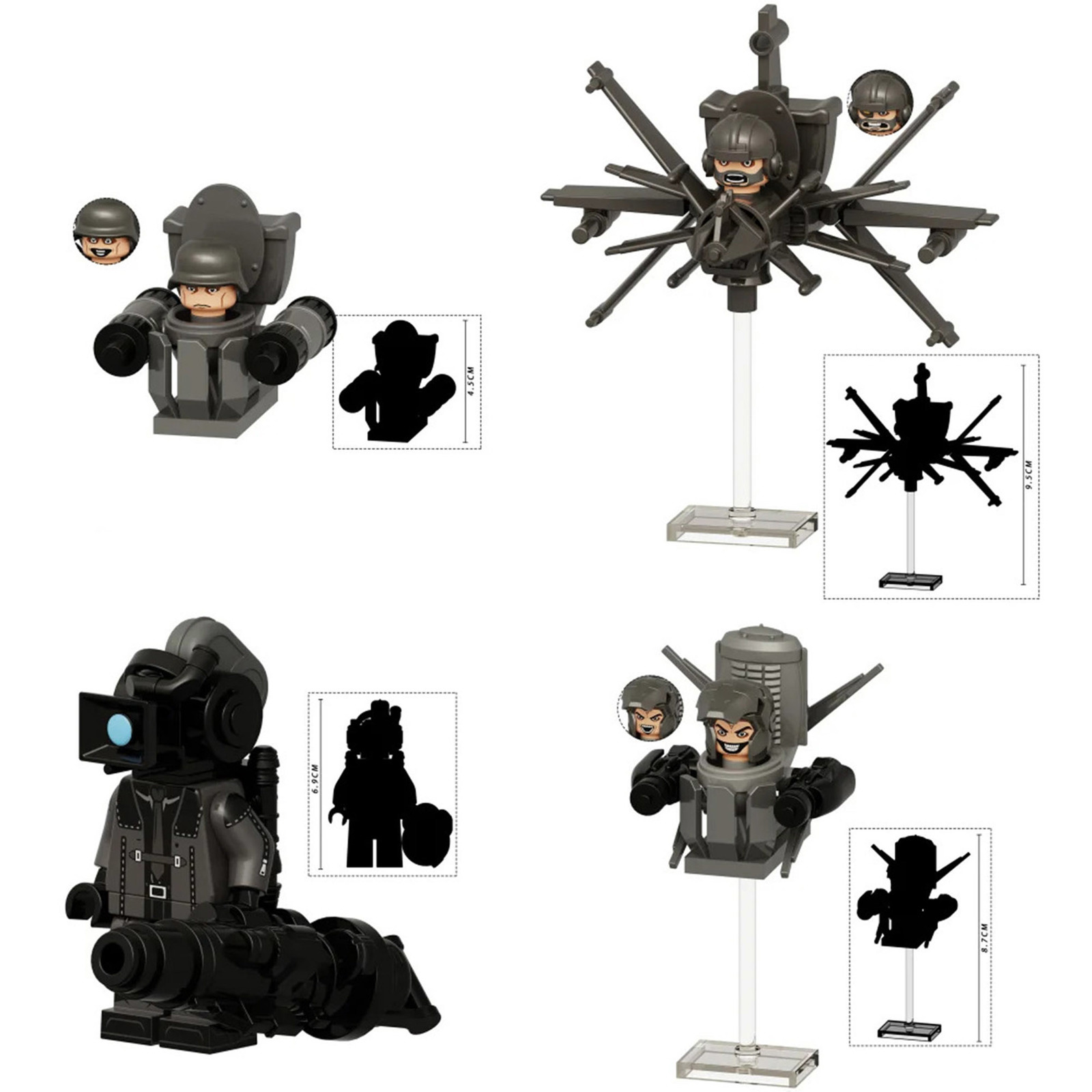 Skibidi Toilet Fighter Soldier Toilet Man Videographer 4pcs Minifigures Bricks