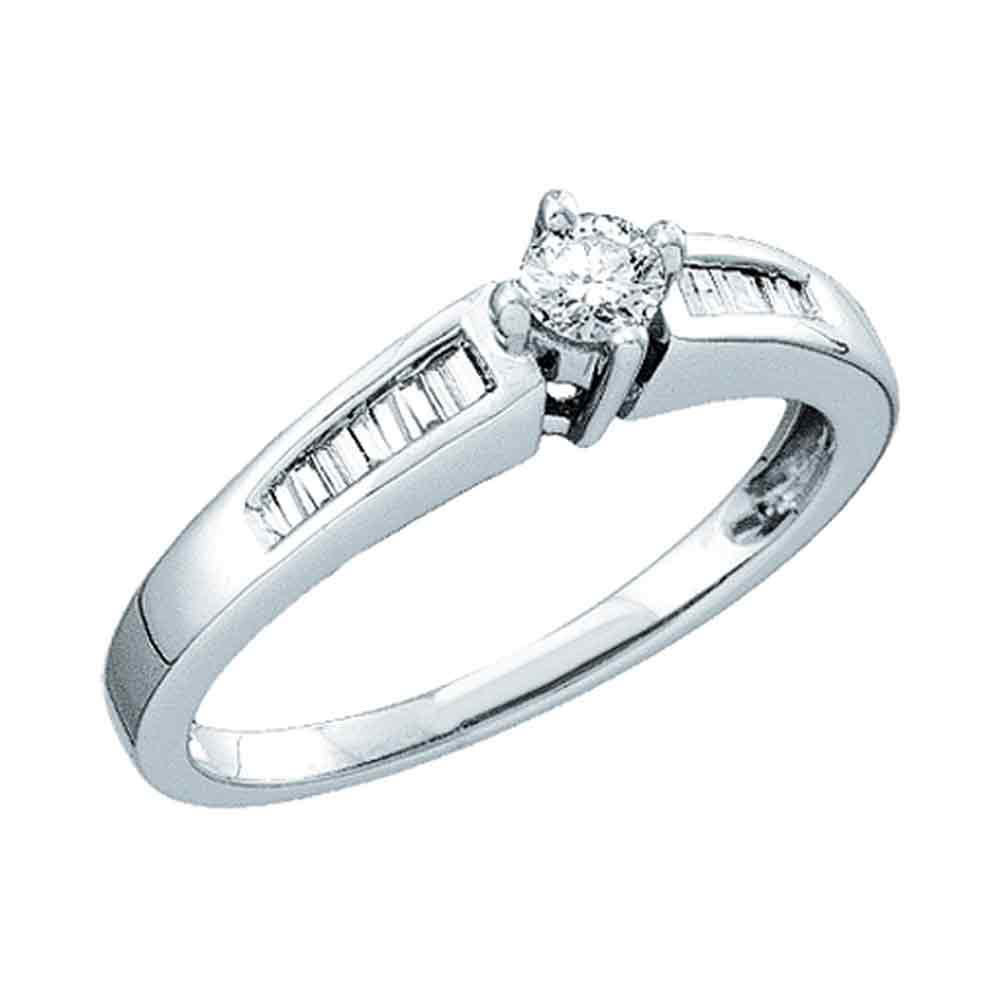 10k White Gold Round Diamond Solitaire Bridal Wedding Engagement Ring 1/4 Ctw
