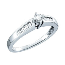 10k White Gold Round Diamond Solitaire Bridal Wedding Engagement Ring 1/4 Ctw - £319.74 GBP