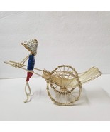 Metal Wire Rickshaw 6&quot; Delivery Basket Man Pulling Wagon Handmade - $15.84