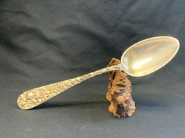 Sterling Silver Stieff Serving Spoon 113.13g Rose Repousse Hand Chased U... - $169.95