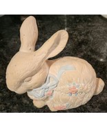 Terracotta Rabbit Bunny Figurine Terra Cotta Easter Spring Decor Bow and... - $47.35 CAD