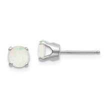 14K White Gold Opal October Stud Earrings Jewelry 5mm x 5mm - £83.75 GBP