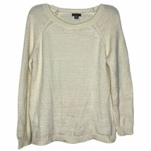 Eddie Bauer Sweater Size Large Cream Womens Knit LS Crew Neck Acrylic - $19.79