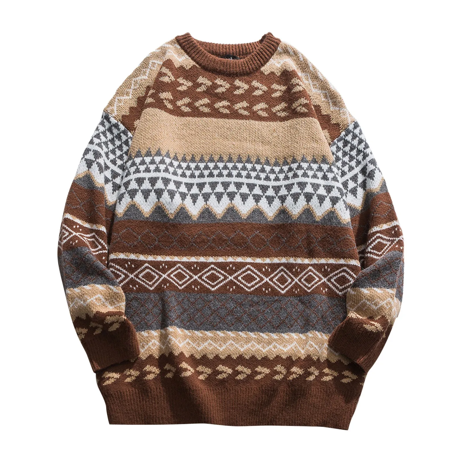 Retro Autumn Knit  Vintage Pullovers Women Men Oversize  Winter  Pullover Shirts - $115.89