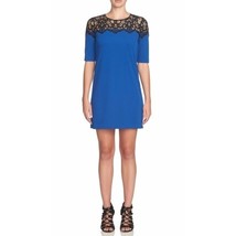 NWT Womens Size 8 Cynthia Steffe Blue Black Lace Yoke Shift Mini Dress - £32.99 GBP