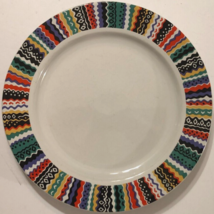 CENTURY Stoneware Retro White Japan Multi-Colored Trim MCM Dinner Plate ... - $7.39