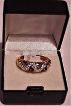 14K Gold Plated Glass Tanzanite Band Ring 8.5 NIB - £53.55 GBP