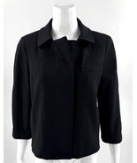 Talbots Womens Swing Jacket Coat Size 14 Petite Black 3/4 Sleeve Hidden ... - $49.50