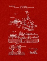 Ice Fishing Rig With Self-contained Automatic Catcher Patent Print - Burgundy Re - $7.95+