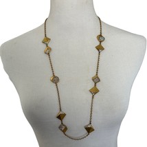 J.Crew Womens Geometric Necklace Gold Tone Shapes With Rhinestones Lobster Clasp - £10.27 GBP