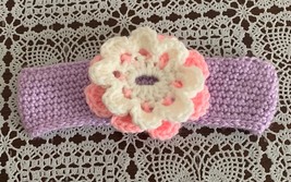 Handmade Crocheted Purple Flower Design Decorative Dog Collar LARGE   Brand New - $10.99