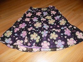 Girls Size 10 Talbot Kids Black Purple Floral Print Skirt Beaded Waist Satin EUC - £12.53 GBP
