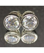 4Ct Round Cut Simulated Diamond Solitaire Stud Earrings 14K White Gold P... - $91.94 CAD