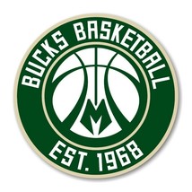 An item in the Sports Mem, Cards & Fan Shop category: Milwaukee Bucks Round  Decal / Sticker Die cut