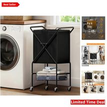 Compact and Waterproof Laundry Basket on Wheels: Ideal for Dorms and Apa... - $70.24