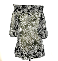 White House Black Market shirred Blouse 3/4 sleeve Floral chiffon Womens... - £11.16 GBP