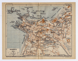 1926 Original Vintage City Map Of Biarritz / Basque Country / Gascony / France - $27.48