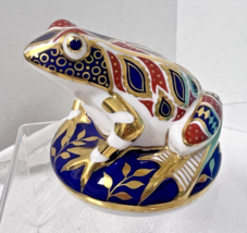 Royal Crown Derby Imari Frog Paperweight Gold Stopper Hand Painted Gold ... - $84.15