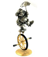 George Good Clown Figurine Pewter Clown holding Umbrella on a Unicycle 5” - $370.30 MXN