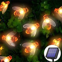 Solar Bee String Light 60LED 30FT Bee Decor Light, 8 Lighting Modes Simulation - £15.25 GBP