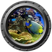 Blue and Yellow Tropical Fish - Porthole Wall Decal - £11.19 GBP