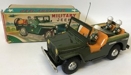 Vintage Military Jeep Toy Prewar Mitsuhashi (M) Japan Tin Friction 9.5&quot; - £219.82 GBP