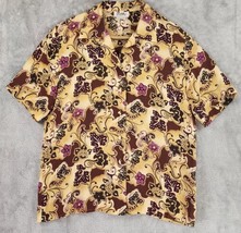 Silks by Joan Leslie Shirt Womens 10 Brown Purple Floral Silk Vintage Button Up - £23.25 GBP