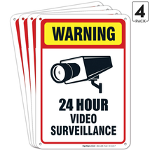 4 PACK =  Video Surveillance Sign, 10x7 - £16.00 GBP