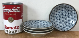 Set Lot 4 Vtg Navy Blue Star Porcelain Japanese Small Wasabi Dipping Bowls 4&quot; - £30.03 GBP