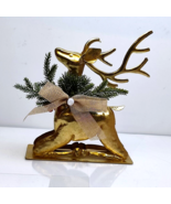 Happy Holidays Large Golden Metal Reindeer Table Top Centerpiece Display - $28.52 CAD