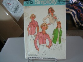 Simplicity 7912 Misses Shirts Pattern - Size 12 Bust 34 - $8.65