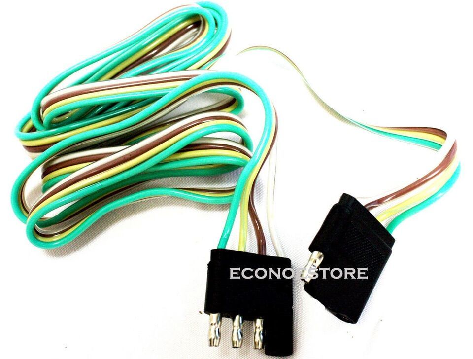 7 ft 4 WAY FLAT TRAILER LIGHT WIRE EXTENSION CORD PLUG LONG WIRE - $8.59