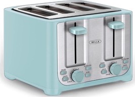BELLA 4 Slice toaster, Stainless Steel and Aqua - $60.56