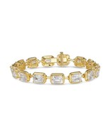 Anna Zuckerman Luxury Diamond-Coated CZ Link Tennis Bracelet 18k 925 Sil... - $81.17 CAD
