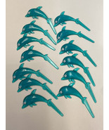 BAKERY CRAFTS 2007 Party Cupcake Picks Teal Dolphin Ocean Theme LOT 13 - $13.36