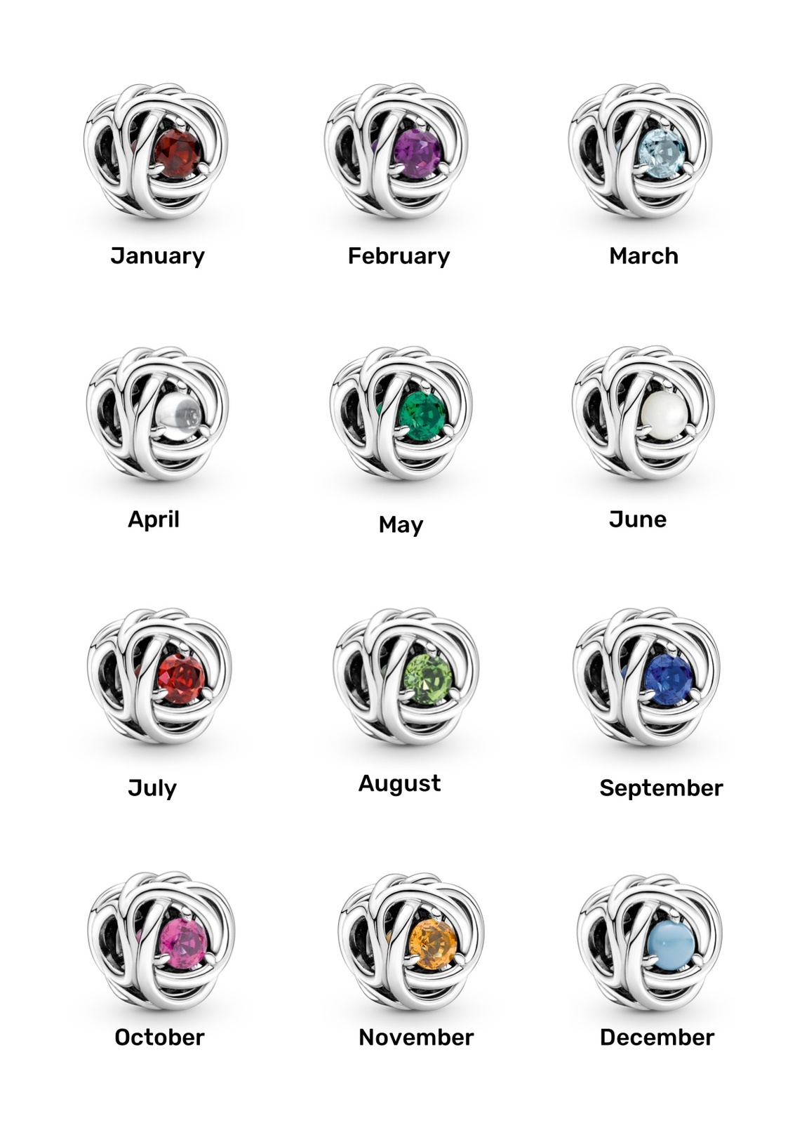 925 Sterling silver Birthstone Eternity Circle Charm 790065C01