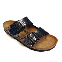 Birkenstock Arizona Sandals Womens Size 8 - 8.5 NARROW Black Metallic Stone - $130.52