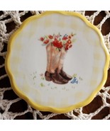 Set of Four (4) Pioneer Woman ~ Gingham w/COWGIRL BOOTS ~ Stoneware ~ Co... - $22.44
