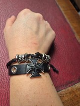 Black Leather Cross Braclet - £3.85 GBP