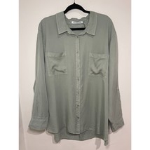 Calvin Klein Jeans Front Button Blouse Soft Grey Green Plus Size 3x Soft... - $29.71